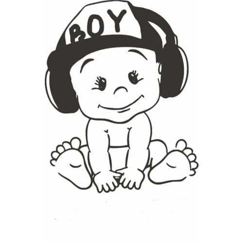 Funny Cute Cool Boy Cartoon Design Baby Vinyl Sticker Car Stickers Waterproof Kk Window Windshield Accessories