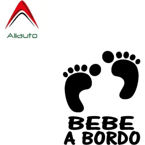 Aliauto Personality Creative Car Sticker Bebe A Bordo Baby on Board Waterproof Sunscreen Decal Vinyl Black/Silver,10cm*12cm