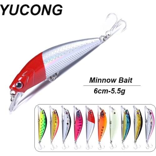 YUCONG 1PX Fishing Minnow Lure 6cm-5.9g Artificial Swimbait Hard Lure Jerkbait Wobbler Jig Crankbait Freshwater Sink Bass Bait