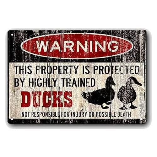 Funny Duck Sign Duck Warning The Duck cage Rules Vintage Style Metal Sign Iron Painting for Indoor & Outdoor Home Bar Coffee