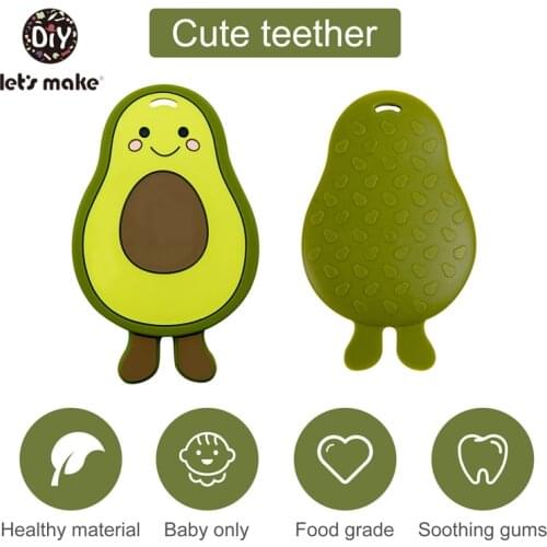 Lets Make 1PC Silicone Teether For Teeth Avocado DIY Baby Teether Rodent BPA Free Pacifier Pendant Chewing Gum Nursing Tiny Rod