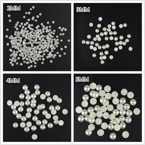 2MM/3MM/4MM/5MM/6MM ABS Imitation Pearls Half Round Flatback Beads Beige Nail Art DIY Decoration Makeup Tools