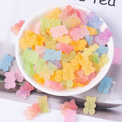20pc/bag Rainbow Kawaii Bear Charms Jelly Fudge Bear 3D Nail Art Charms Jewellery Nail Gems Gradient Bear*12X18mm
