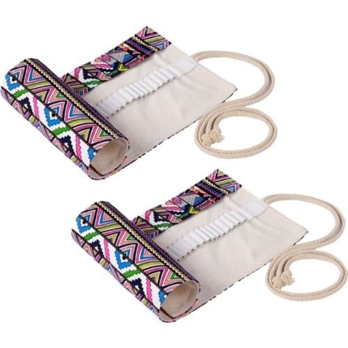 36/48 Hole Canvas Wrap, Roll Up Pencil Case, Pencil Case Holder Storage Bag, Portable Pencil Wrap Bag (Two Pieces)