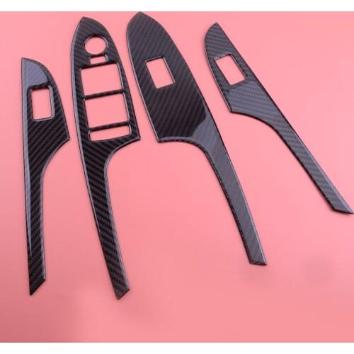 4Pcs Car Carbon Fiber Window Lift Switch Panel Cover Trim LHD Fit for Cadillac ATS ATS-L 2013 2014 2015 2016 2017 2018 2019