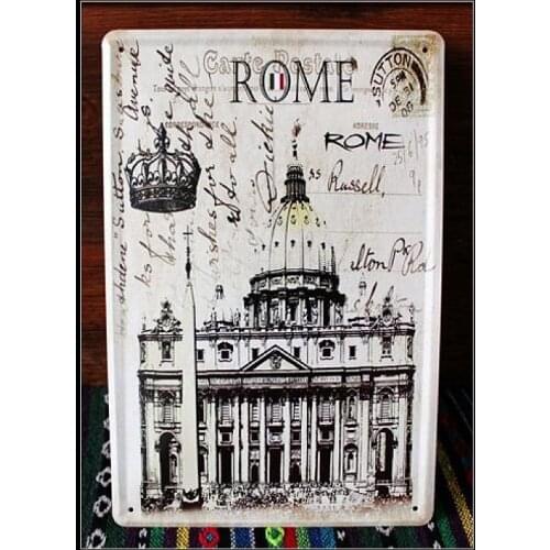 50pcs/lot Metal Sign shabby chic Metal sign vintage ROME paintingdecorative tin wall plaque gift F-15 Mix order 20*30 CM