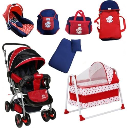 7 piece Baby Crib Set Basket Crib Baby Stroller Carrycot Care Bag Bottom Opening Kangaroo Set