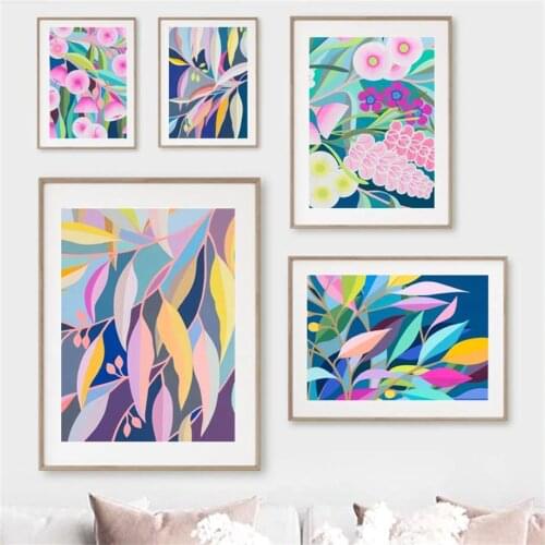 Flower Leaves Abstract Colorful Wall Art Canvas Painting Nordic Posters And Prints Plants Wall Pictures For Living Room Decor