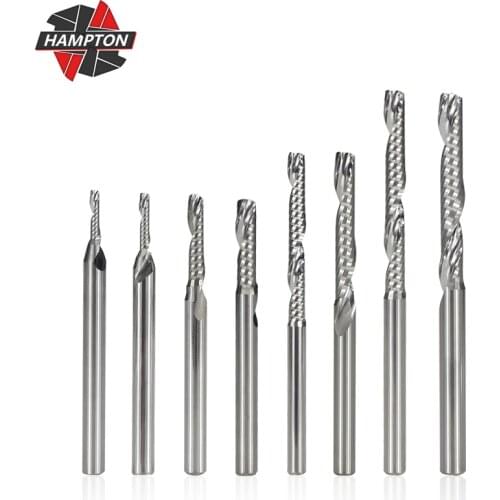 Aluminum Cutting End Mill Single Flute Milling Cutter 3.175mm Shank Sprial Milling Cutter Carbide End Mill CNC Router Bit