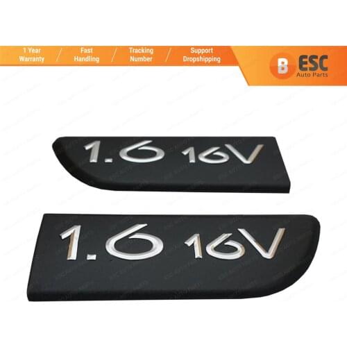 ESC ESP565 2 Pieces Black 1.6 16V Badge Emblem 8200209130 Left and Right For Renault Megane MK2 Scenic MK2