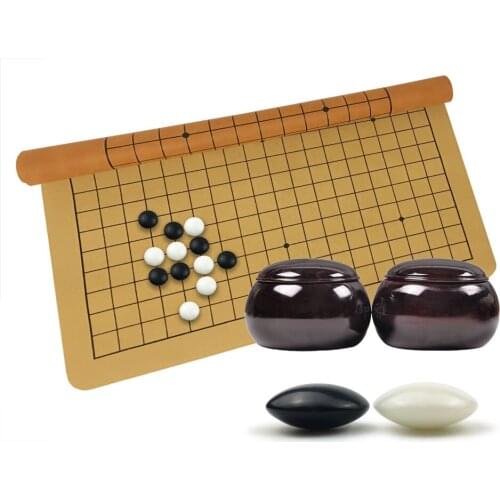 BSTFAMLY Plastic Go Chess Set 361 Pieces For 19 Road PU board Wooden or Bamboo Jar Chinese Old Game of Go Weiqi G20
