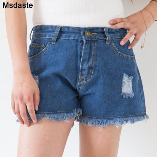 Denim Shorts Women New Summer Wear Female Fashion Casual High Waists Sexy Shorts Hipster Clothes Tassel Ripped Short Jeans Pants