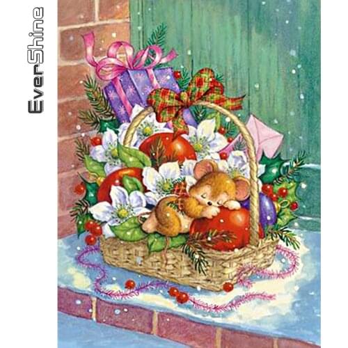 Evershine 5D Diamond Painting Cartoon Diamond Embroidery Mouse Animals New Arrival Rhinestones Pictures Winter Home Decor