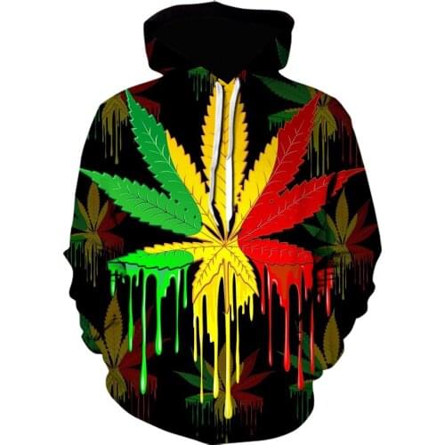 3D Print maple leaf hoodies color pullover Men/Women Hooded Sweatshirts Casual funny weed Hoodie winter hoodies jackets homme