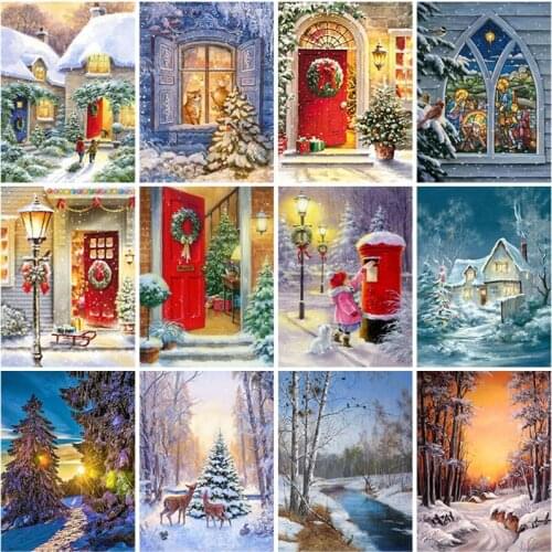 DIY Winter Snow Scenic 5D Diamond Painting Full Square Drill Resin Mosaic Diamond Embroidery Cross Stitch Wall Art Home Decor
