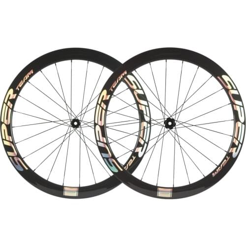 SuperTeam 700c Carbon Clincher Disc Brake Wheel 50mm Road Wheelset UD Glossy