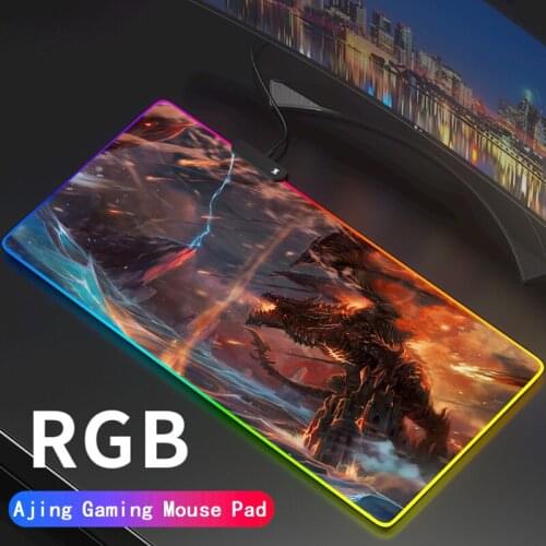 WOW Anime RGB Gaming Mouse Pad Large World of Warcraft LED Lighting Mousepad Gamer Computer Desk Mat Pad Anti-slip