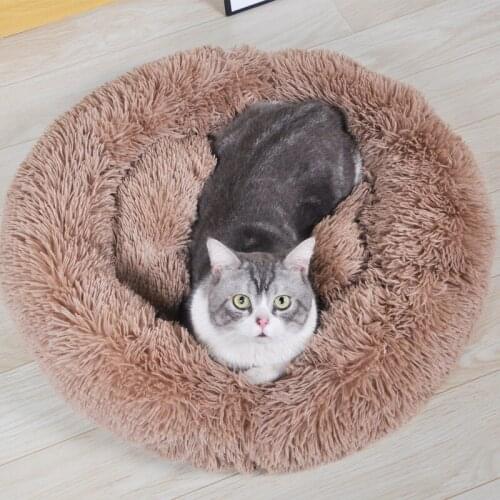 HiCoDo Dog Bed Extra Soft Cat Cushion Pet Mat Round Deep Sleep Washable Sofa Cooling House Portable Supplies 40/50/60