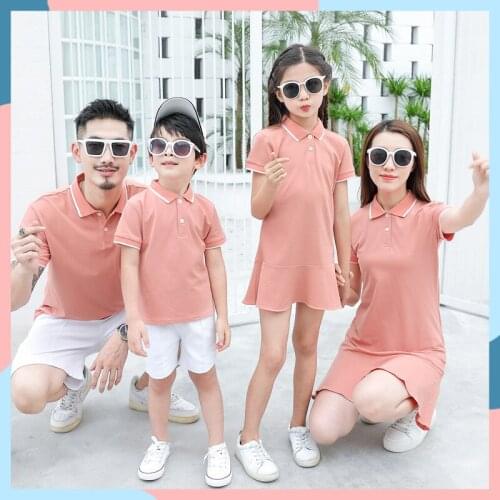 Parent-child Outfit Summer 2019 New Family of A Family of Four POLO Shirts with Short Sleeves T-shirt and Dress
