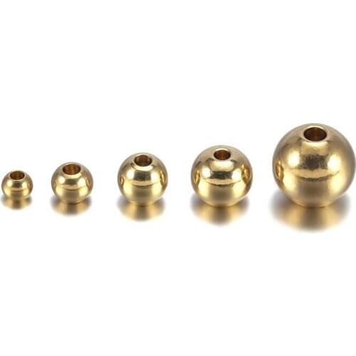 DIY Copper Beads for Jewelry Making Kit 3-8mm Smooth Round 18K Electroplating Loose Beads Beaded Material Wholesale
