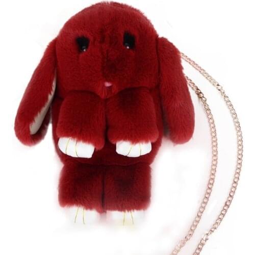 Fur bags Childrens Soft Rabbit Fur Handbag, Women Casual Messenger Bag, Cute Bunny Bag