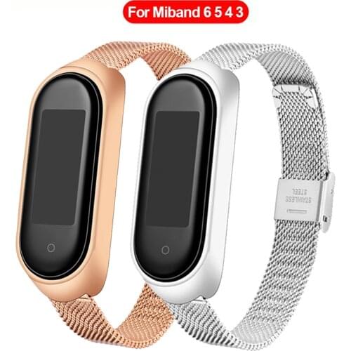 Metal Strap for Xiaomi Mi Band 6 4 3 5 Wrist Band Bracelet Replacement for Mi Band 3 4 5 6 Screwless Stainless Steel Wristbands