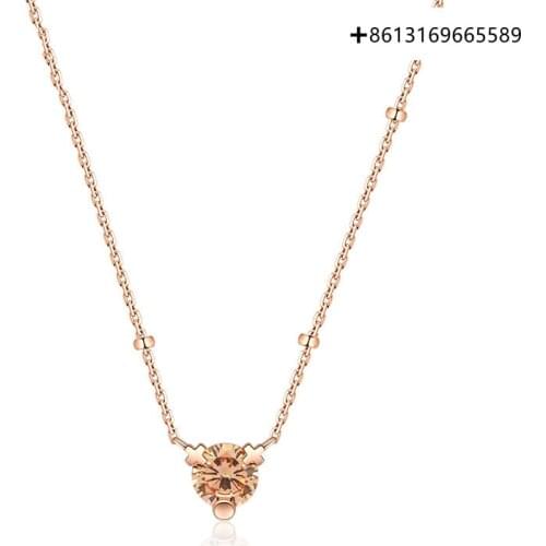 Fashion 925 Silver Zircon Yellow Ablende Neckle Pendant Collarbone Chain Fashion Simple Temperament