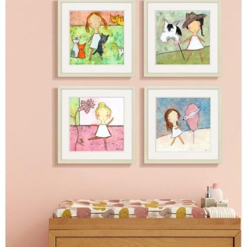 Cartoon Figure Girl Nordic Canvas Painting Print Wall Art Home Decor Watercolor Poster Living Room Picture Abstract Art Painting