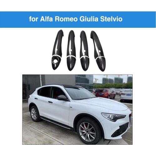Door Handle Trim Cover For Alfa Romeo Giulia Stelvio Carbon Fiber Door Handle Trim Cover 2017 2018 2019