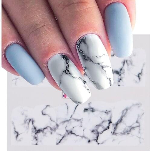 1pcs Gradient Marble Nail Stickers Water Transfer Decals Ink Black Full Wraps Foils Design Nail Art Sliders Manicure TRBN613-624
