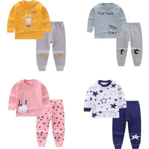 New Cotton Autumn Sleepwear Children Clothing Soft Tops Pants Baby Boys Pajamas Girl Sets Kids Animal Cartoon Infantil Clothes