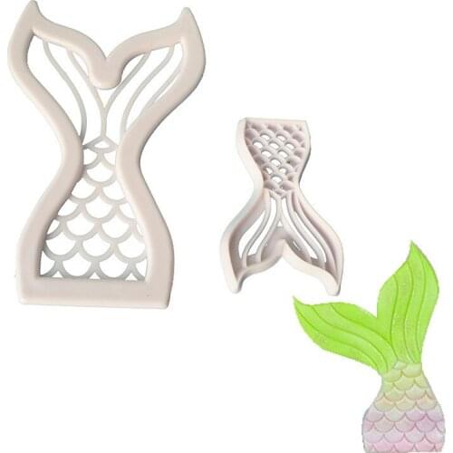 Fishtail Cookie Cutter Plastic Biscuit Knife Baking Fruit Cake Kitchen Tools Mold Embossing Printing