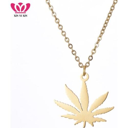 Stainless Steel Maple Leaf Gold Necklace for Women Simple Cute Leaf Geometric Choker Necklace Collier Bijoux Femme 2019 Jewelry