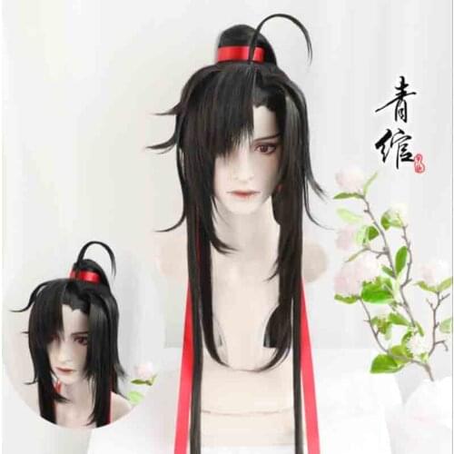 Hanfu Wigs Men Black Ancient Chinese Hanfu Wigs Headgear Anime Cosplay Accessories Hanfu Black Long Straight Wigs For Men Women