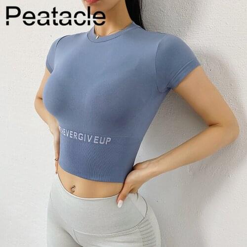 Peatacle Sports Wear for Women Gym Shirt Tops Ladies Workout Running Yoga Fitness Girls Summer 2020 Sexy