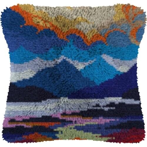Landscape Latch Hook Kit Make Cushion Canvas Crochet Pillow Case Latch Hook Cushion Cover Arts & Craft