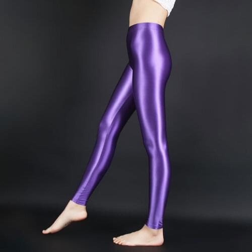 Sexy Women Shiny Pencil Pant Oil Glossy Candy Color HIgh Waist Smooth Pants Sexy Erotic Lingerie Pants Sexy Tight Dance Wear F35