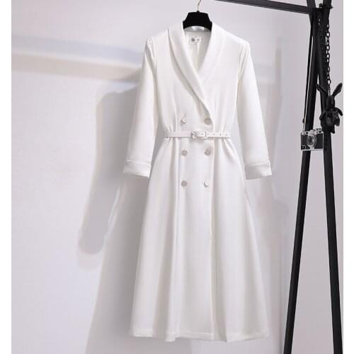 Hepburn Dress French White Elegant Spring Autumn Retro Slim Dresses Woman Party Night Blazer Dress Vestidos Verano 2021 Mujer