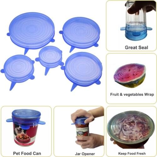 1set Reusable Silicone Bowl Cover Food Fresh Keeping Stretch Wrap Seal Film Universal Lid Silicone Bowl Pot Lid Kitchen Tools