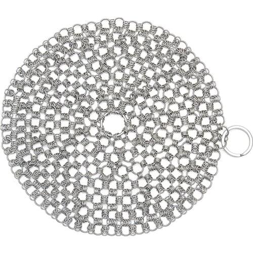 Practical Cast Iron Cleaner,Stainless Steel Chainmail Scrubber,Easy Cleaning for Pans,Dutch Ovens,Grills Griddle
