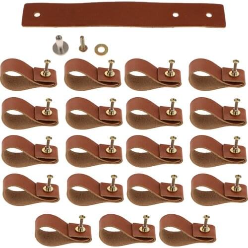 10pcs Cabinet Door Handle Handmade Leather Drawer Pulls Cabinet Handles For Suitcase Cupboard Closet Pull Knob Handle