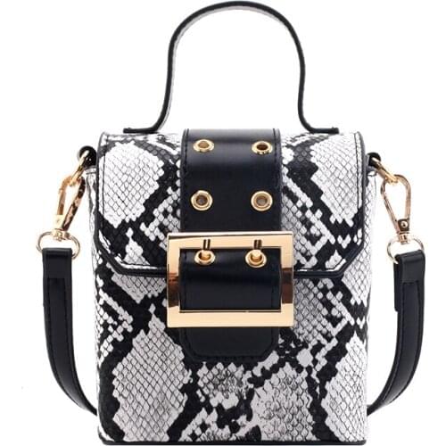 Serpentine PU Leather Crossbody Bags For Women 2019 Fall Mini Shoulder Messenger Bag Female Box Luxury Handbags and Purses