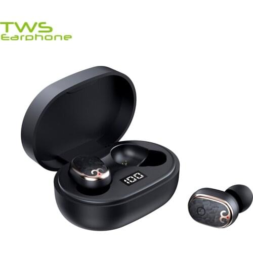 TWSearphone S17 Bluetooth V5.0 Earphone Wireless Headphones HIFI Mini In-ear Sports Earbuds LED Display With Mic For Android/IOS