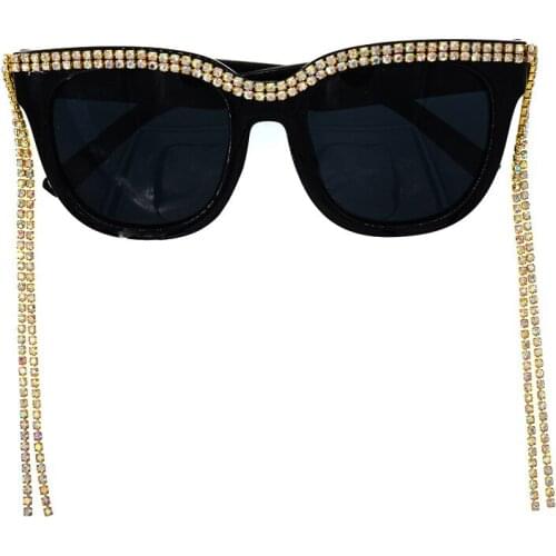 Vintage Tassel Rhinestones Sunglasses Women 2020 New Luxulry Brand Steampunk Sun Glasses Unique Diamond Eyeglasses Oculos UV400