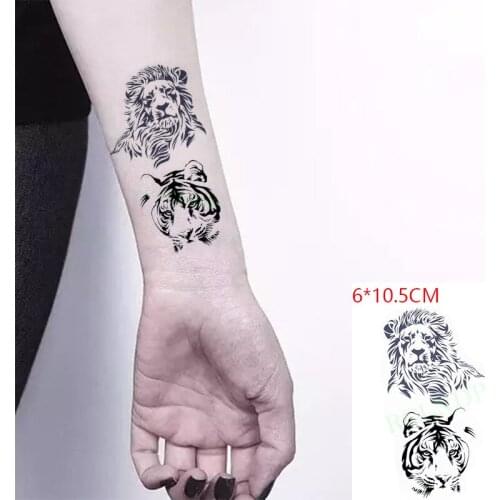 Waterproof Temporary Tattoo Sticker Ins Lion Tiger Animal Body Art Flash Tattoo Fake Tattoo for Women Men