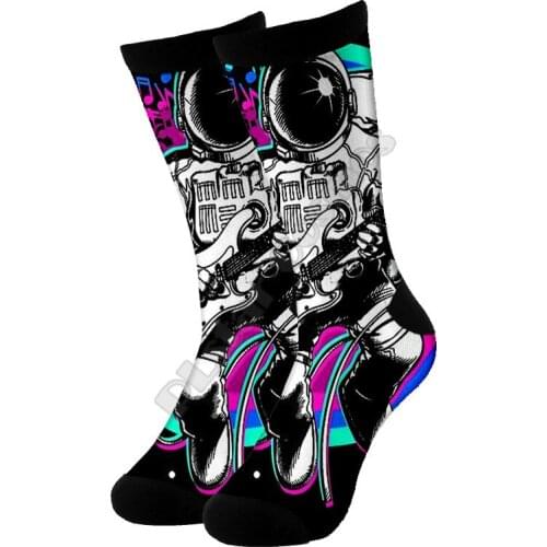 Galaxy Astronaut High Socks 3d Printed Men For Women Funny socks fashion long Socks 06