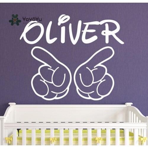 YOYOYU Cartoon Two Finger wall sticker Gusture Personalized Name Wall Mural DIY Name Decal For Kids Boys Room Decor GY39