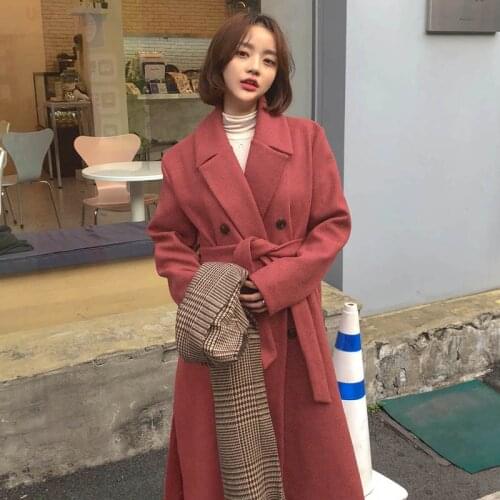 Women Winter Long Red Overcoat Cristmas Parka Coat Plus Size Loose Notched Cardigan Raincoat Manteau Femme Hiver Abrigo Mujer