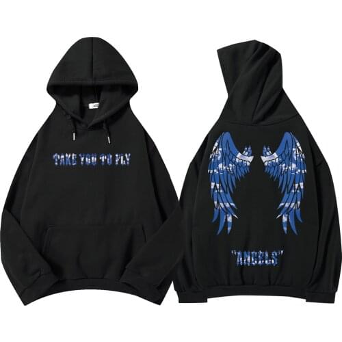 E Girl Gothic Sweatshirt Hoodies Women Wing Hip Hop Streetwear Angel Cotton Womens Tracksuits Hooded Sweatshirts Loose Pullover