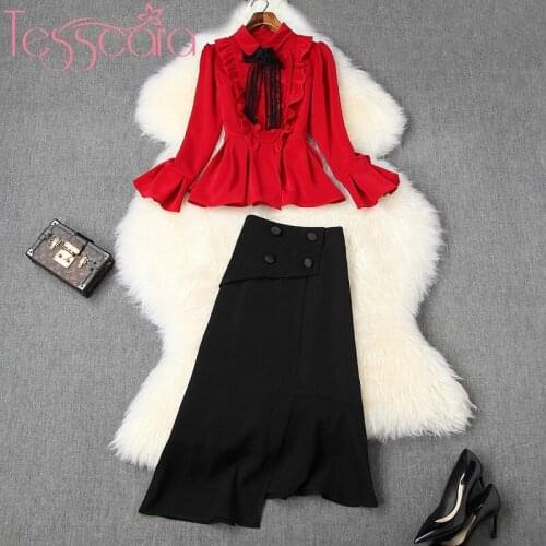 TESSCARA Women Runway Designer Vintage Dress Suit Set High Quality Elegant Office Party Robe Long Asymmetrical Cocktail Vestidos